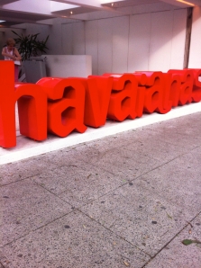 Entrance to Brazil's claim-to-fame shop: flip flops