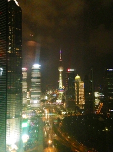 The Shanghai skyline from Four Seasons Pudong infinity pool